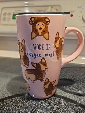 Sheffield Home Pink Ceramic Coffee Mug Corgi | I Woke Up Corgie-ous!  